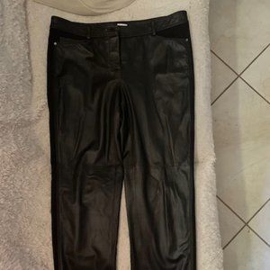 Vintage Black Leather 4-pocket 'jeans' with side fabric (Ellen Tracy) SZ 10